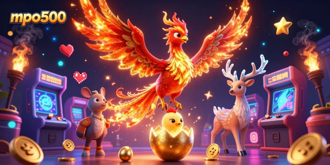 The mpo500 delivers exhilarating gaming experiences through colorful 3D elements and characters in a lively casino scene.