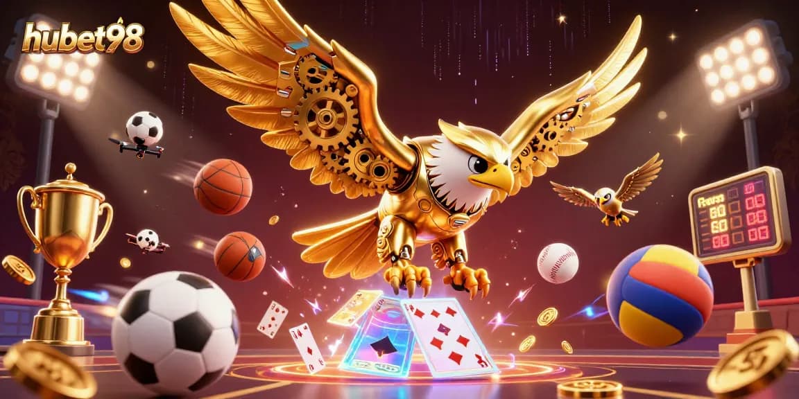 Experience thrilling sports betting with hubet98 in an electrifying 3D casino scene.