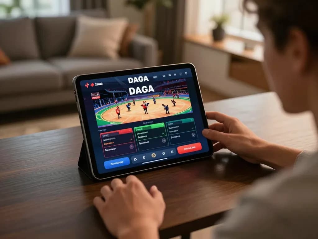 Engaging on the dagago platform to place bets, showcasing a comfortable home gaming setup