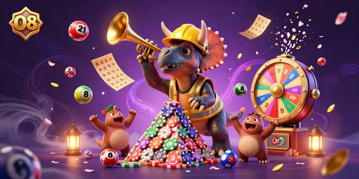 O8 engages players with dynamic scenes of lottery excitement and vibrant casino energy.