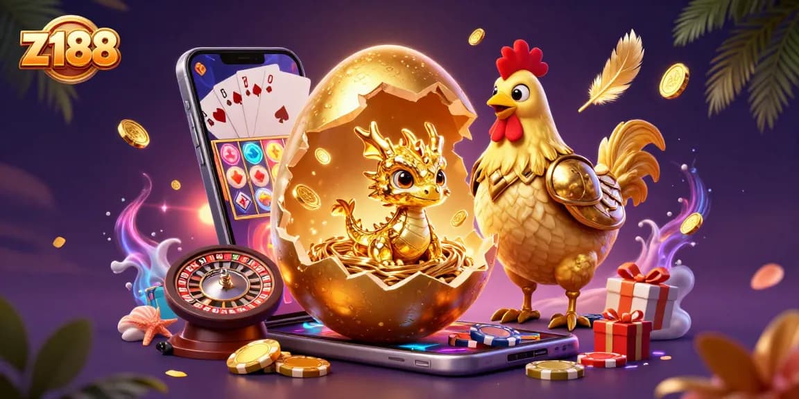 Join z188's thrilling online gaming adventure with a golden dragon in a casino scene.
