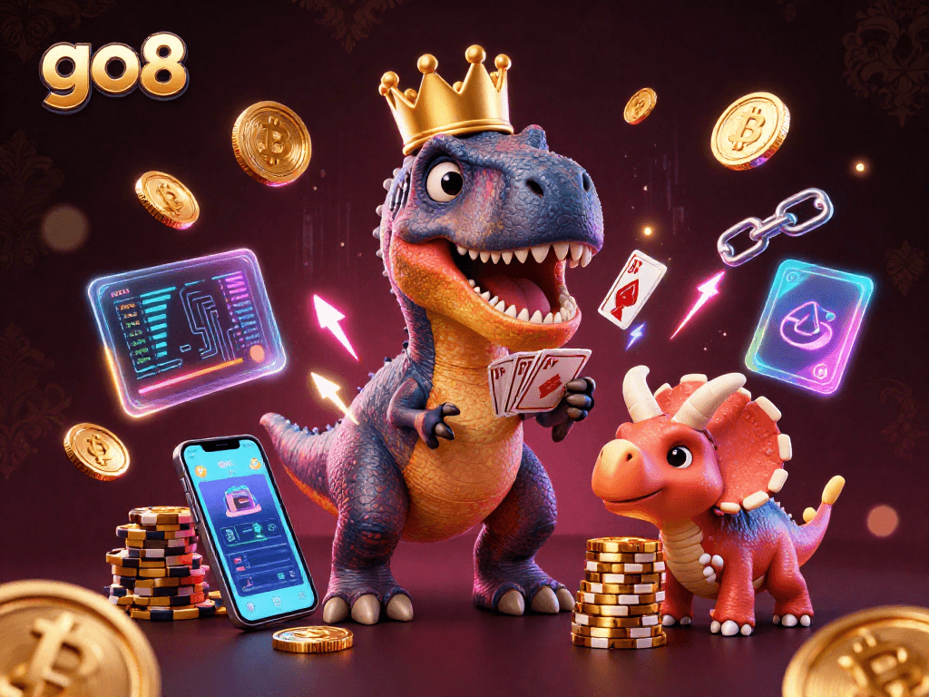 Experience thrilling gameplay at go8 with a colorful 3D scene featuring fun gaming characters.