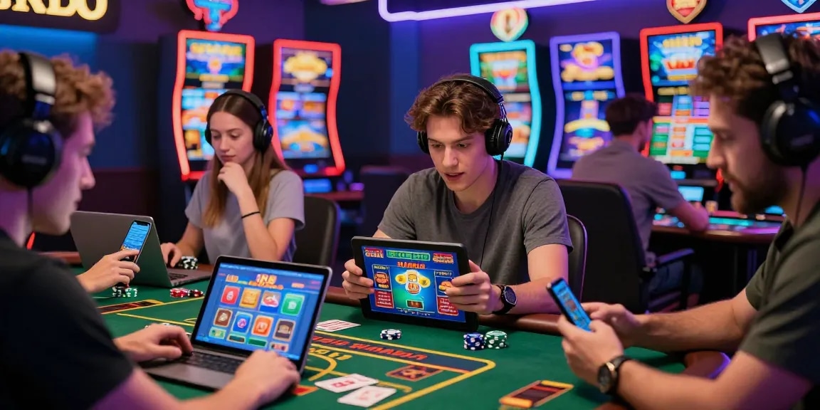 Players engaging in thrilling games on 68gamebai within a vibrant online casino environment.