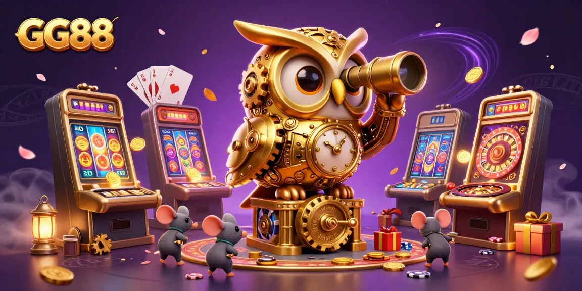 Play exciting games at GG88 with a vibrant casino illustration showcasing dynamic gaming action.
