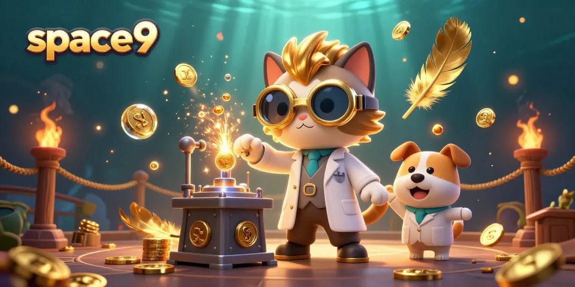 Experience thrilling gameplay and winning possibilities at space9 casino with golden coins and vibrant characters.