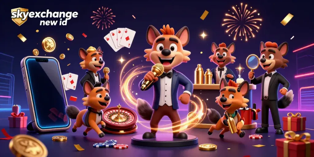 Experience lively casino action as hyenas showcase a stand-up routine and mix drinks, featuring skyexchange new id.
