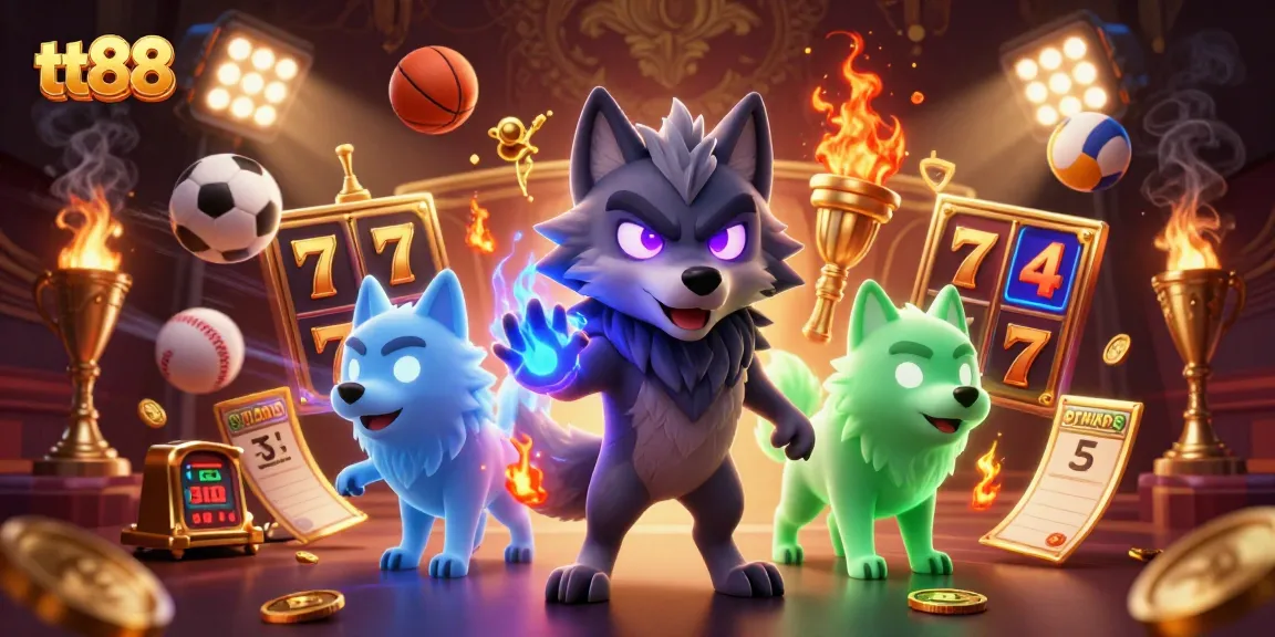 Engage in thrilling tt88 jackpots with ghostly wolves leading the way in a dynamic casino scene.