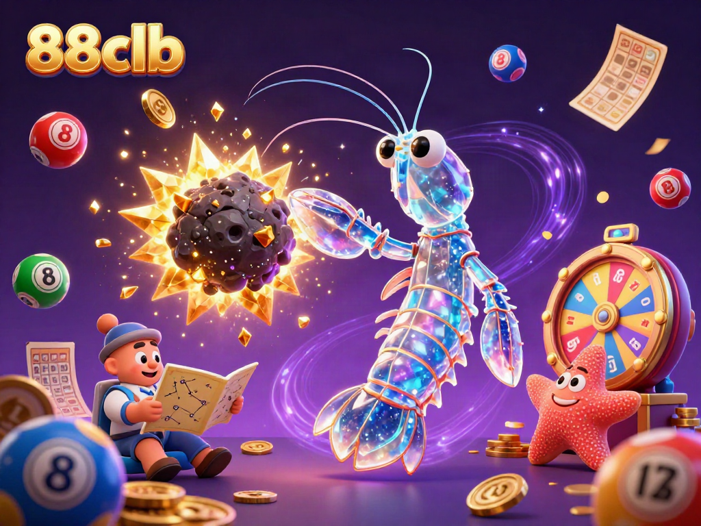 Engage with stunning 88clb casino adventures featuring a galactic samurai and a starfish amidst vibrant lottery elements.