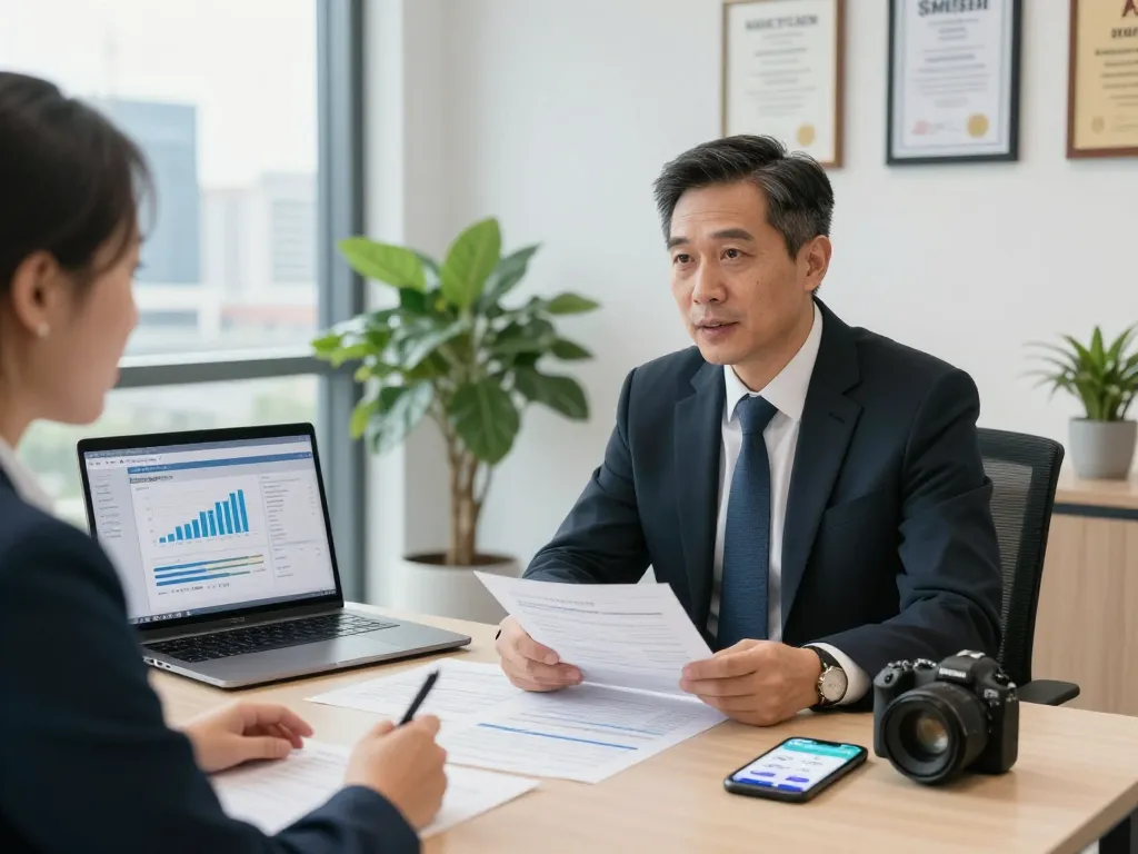 SMSF Accountants providing professional financial consultation in a modern office environment.