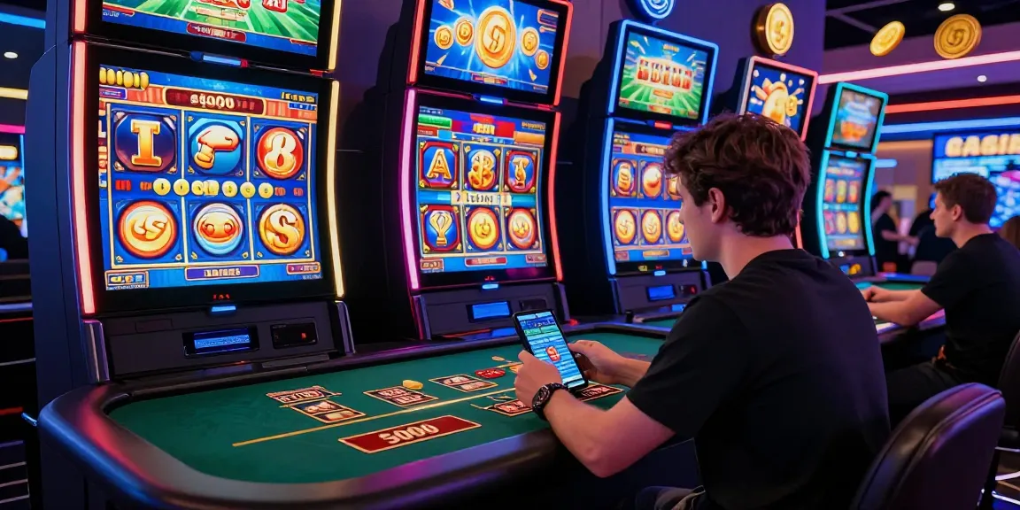 Engaged player using slot deposit 5000 in a vibrant online gaming environment with live casino elements.