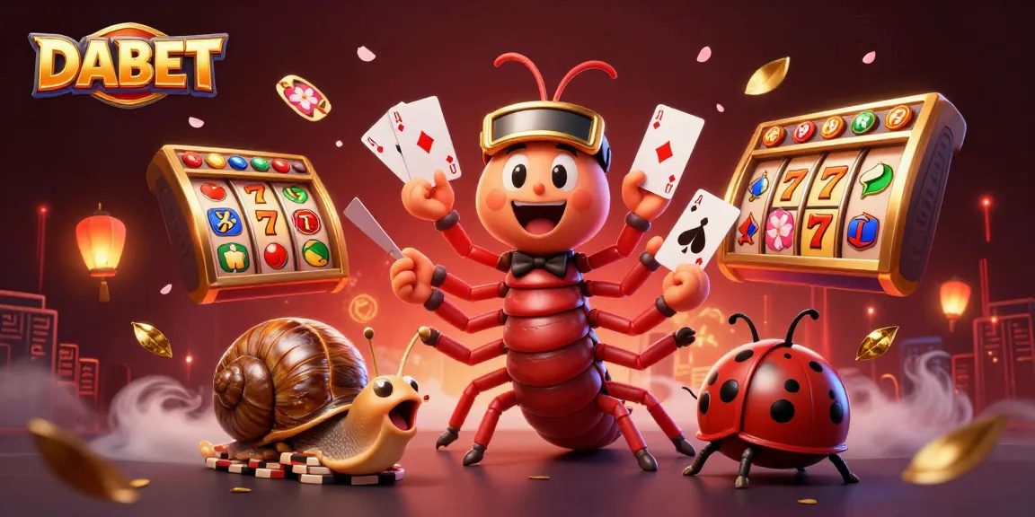 DABET brings exhilarating casino action with vibrant slot reels and animated cartoon characters.
