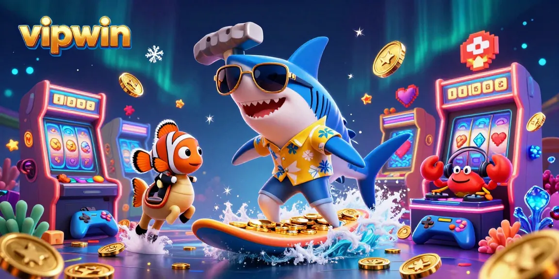 Engage in thrilling gameplay at vipwin with an exhilarating scene of casino elements and vibrant characters.