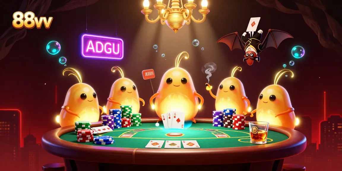 Experience the vibrant casino ambiance at 88vv featuring glowworms illuminating the scene while playing poker.