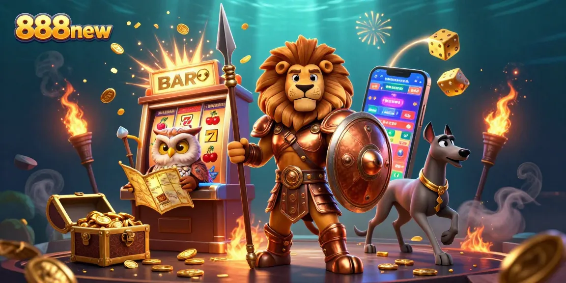 Engage with the 888new casino experience, featuring a vibrant 3D jackpot scene with symbol-driven action.