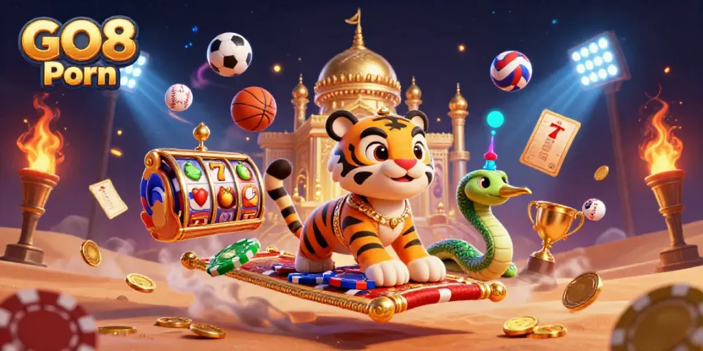 Engage with thrilling GO8 Porn slots featuring a vibrant scene of a tiger sultan and magical elements