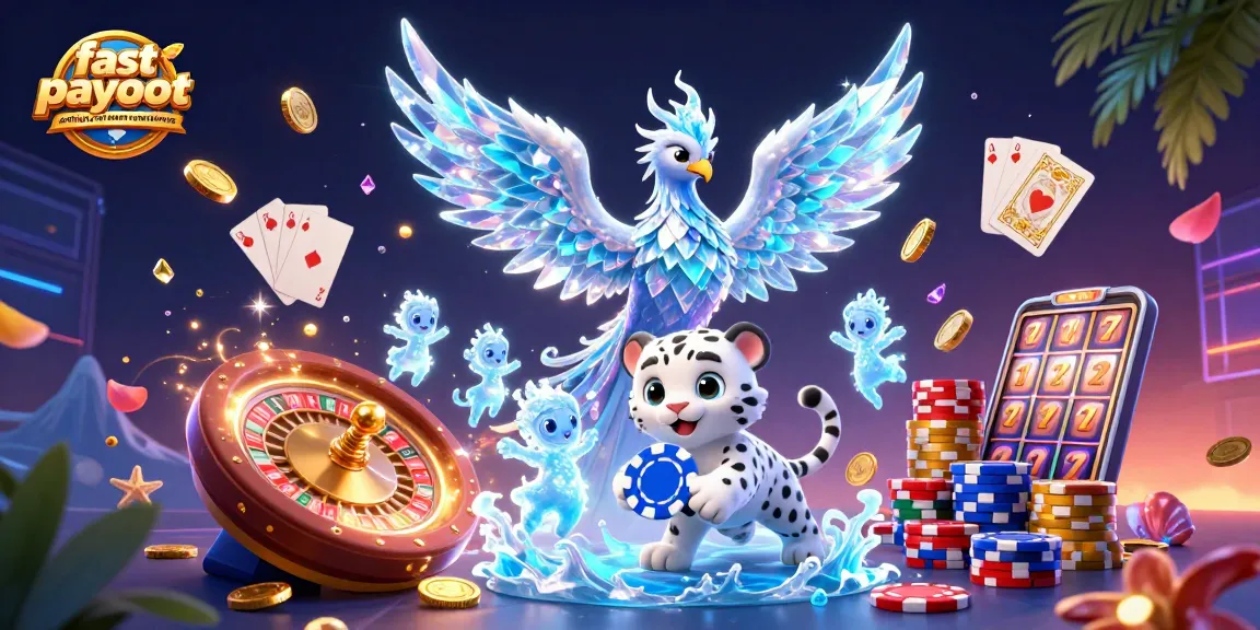 Win big at fast payout casinos online with instant withdrawals featuring vibrant cartoon elements and gold treasures.