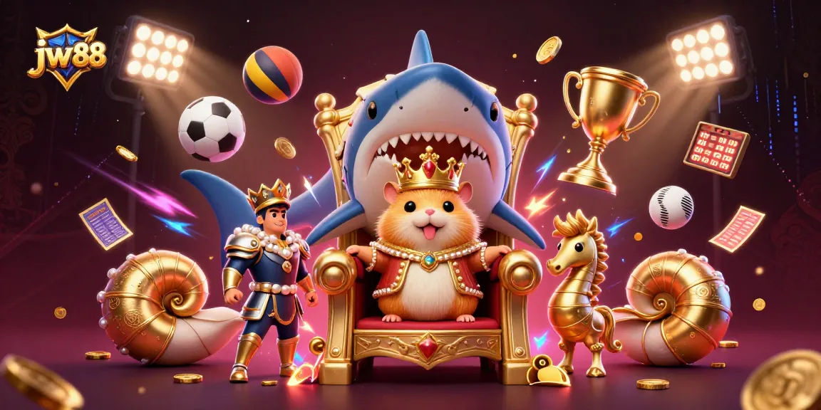 Bet on exciting games with jw 88, featuring a golden hamster king in a unique casino setting.