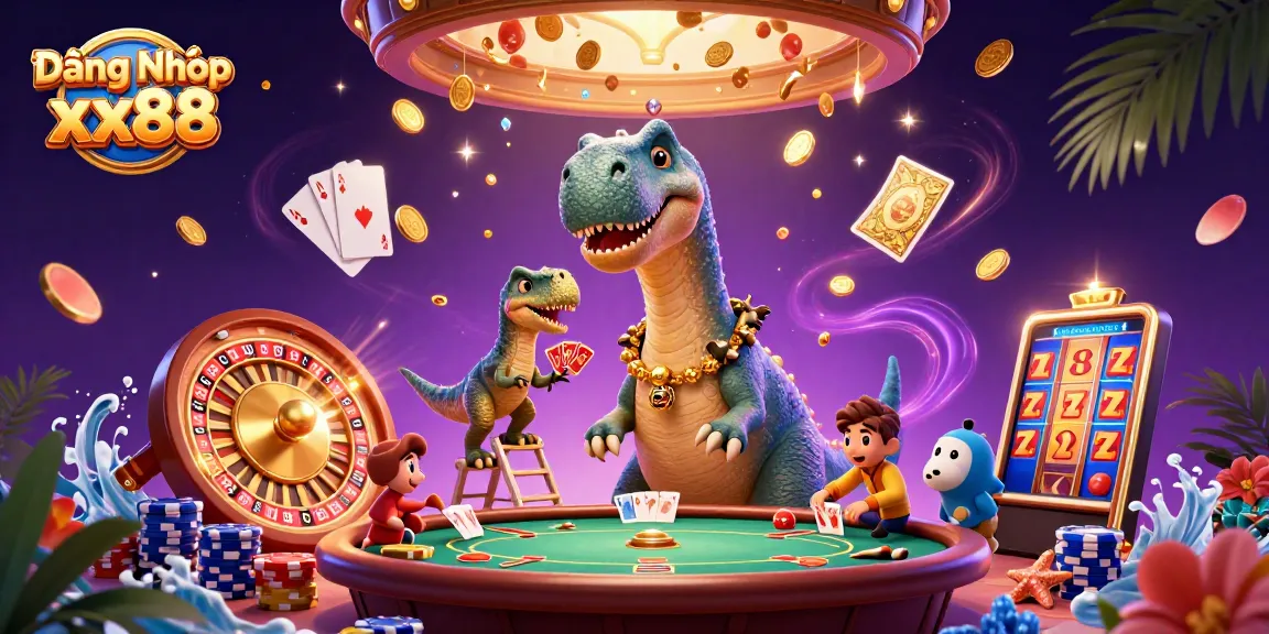 Experience the thrill of Đăng Nhập xx88 with a vibrant casino scene featuring dynamic characters and games.