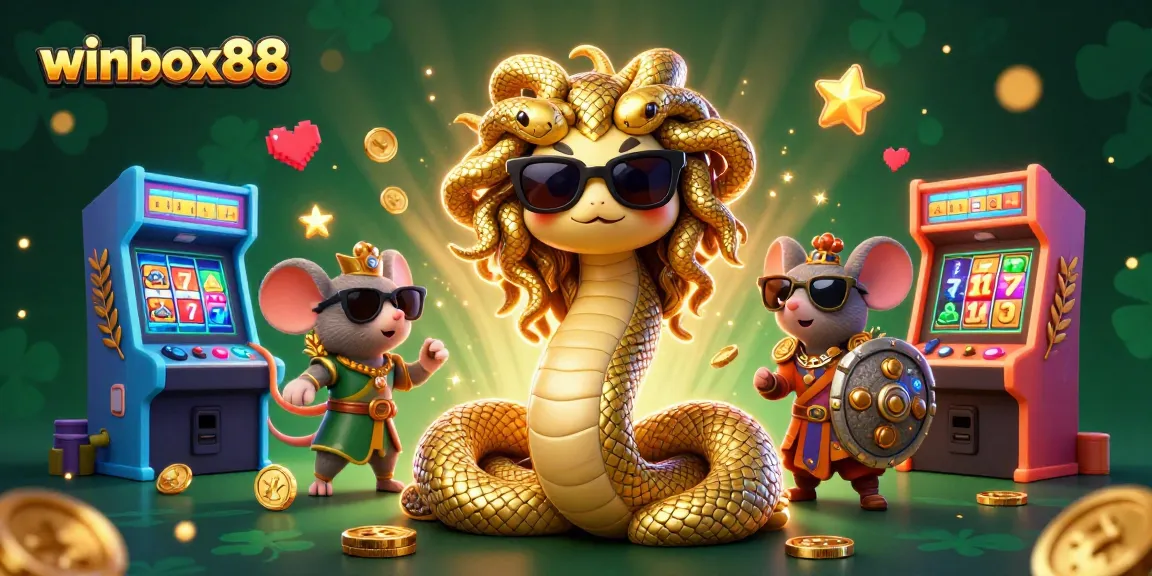 Winbox88 players enjoying vibrant 3D online casino fun with lucky symbols and game elements.