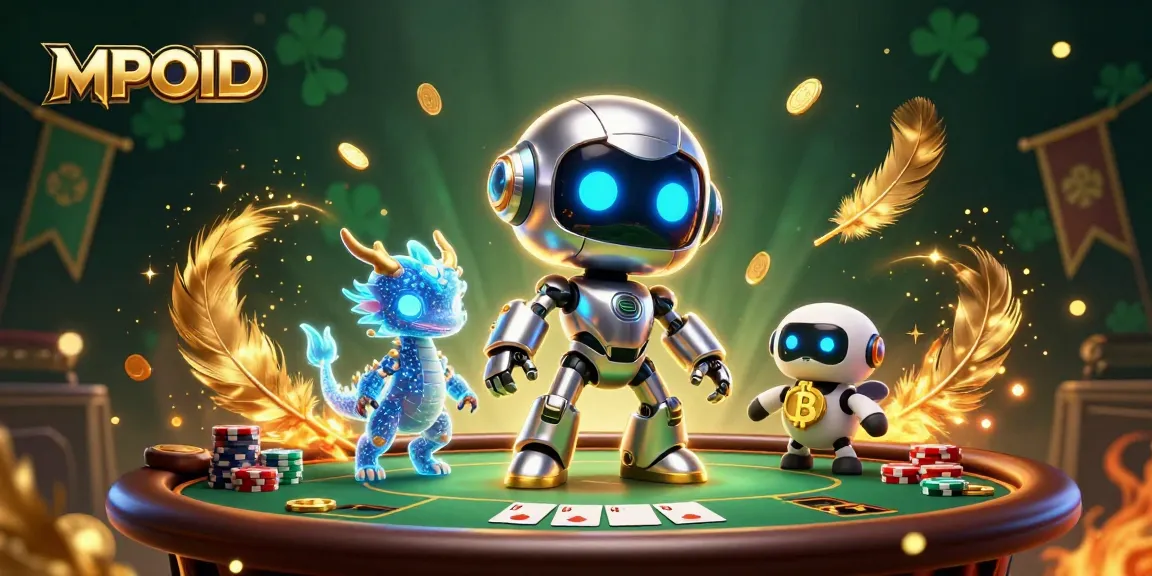 Experience the poker excitement with MPOID, featuring a cyberpunk robot and digital dragon!