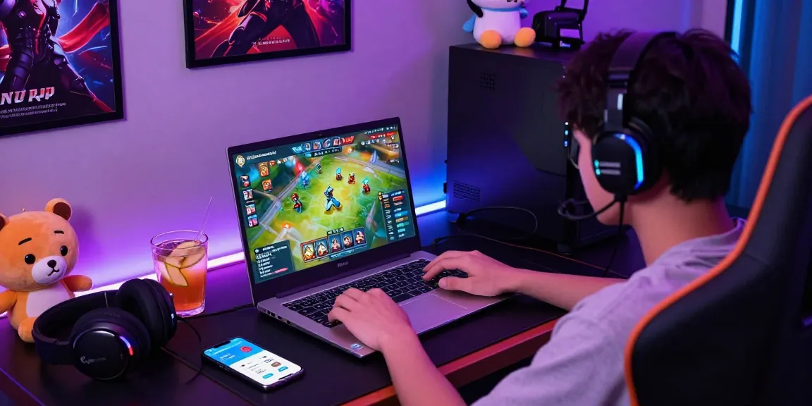 Exciting online gaming atmosphere featuring 68gamebai gameplay on a laptop.