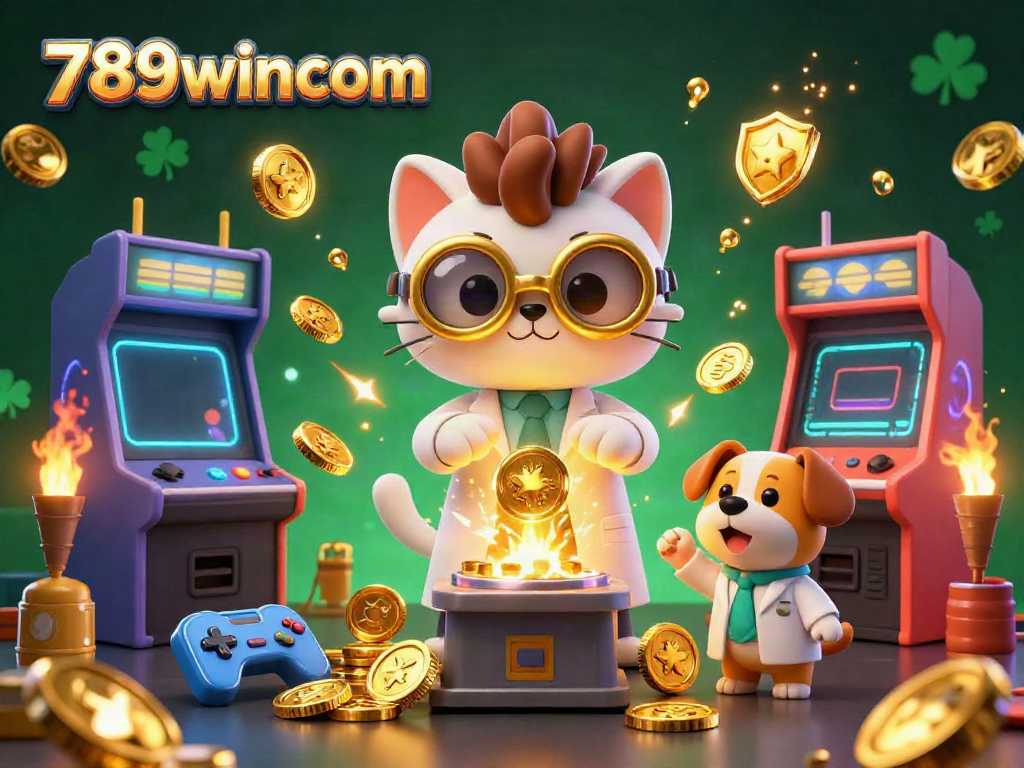 Engage with thrilling 789wincom casino action featuring a mad scientist cat and a dog in a whimsical lab.