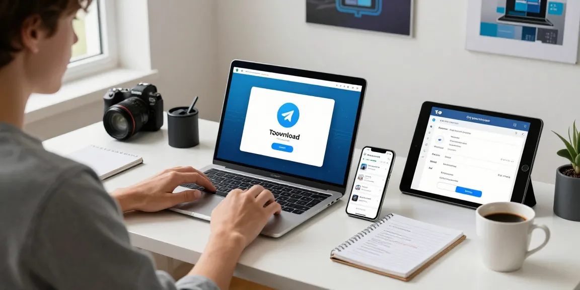 Experience seamless communication with easy Telegram Download in a tech workspace.