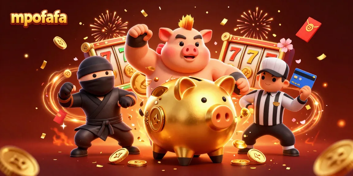 Spin and win with mpofafa in this vibrant 3D casino illustration featuring gold coins and lucky symbols.