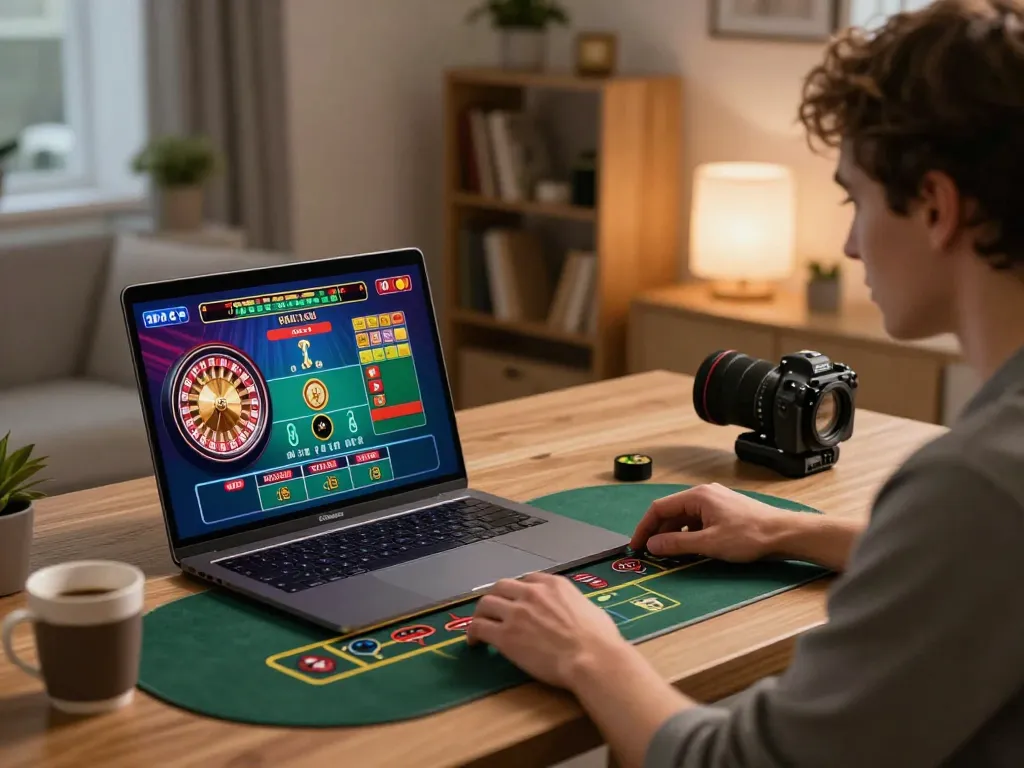 Participer à une partie de roulette dans un environnement de casino fiable en ligne, mettant en avant la stratégie et l'excitation dans un foyer confortable