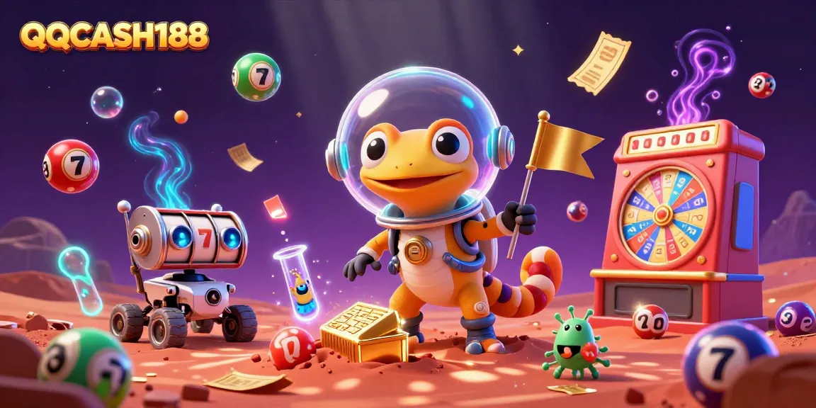 Experience thrilling gameplay with QQCASH188 in a vibrant 3D casino-themed scene featuring colorful gambling elements.