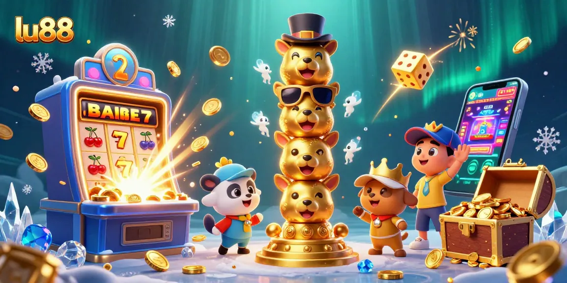 Experience the excitement of lu88 with a vivid 3D casino illustration featuring vibrant game elements and characters.