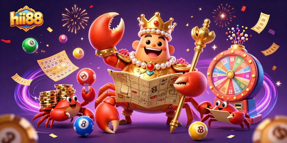 Join the adventure at hii88 and unlock treasures with the golden crab in a vibrant casino scene!