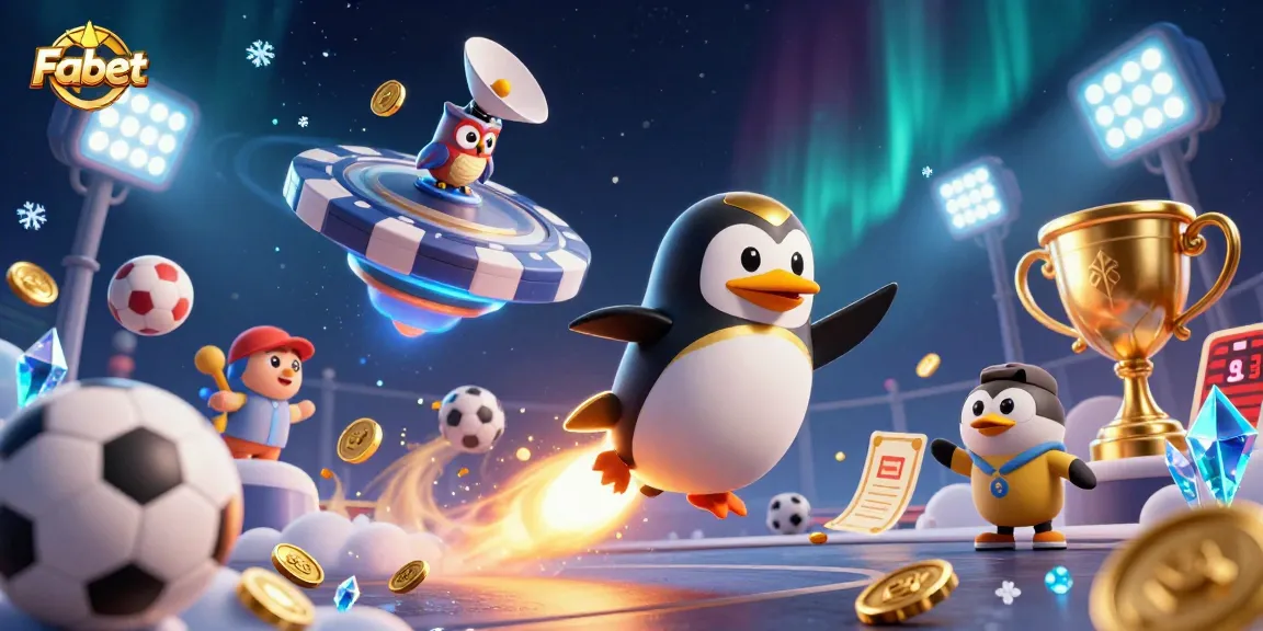 Engage with Fabet's dynamic sports betting universe, where a golden penguin leads excitement and winnings!
