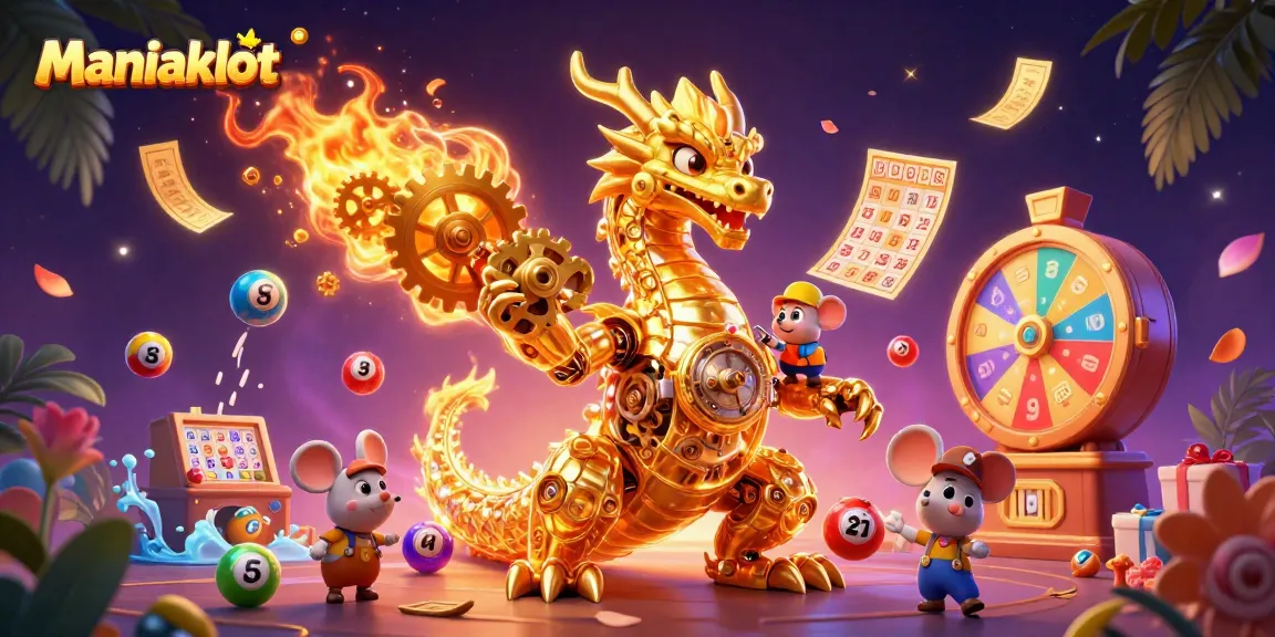 Experience the magic of Maniakslot with an animated casino scene featuring vibrant games and captivating dynamics.