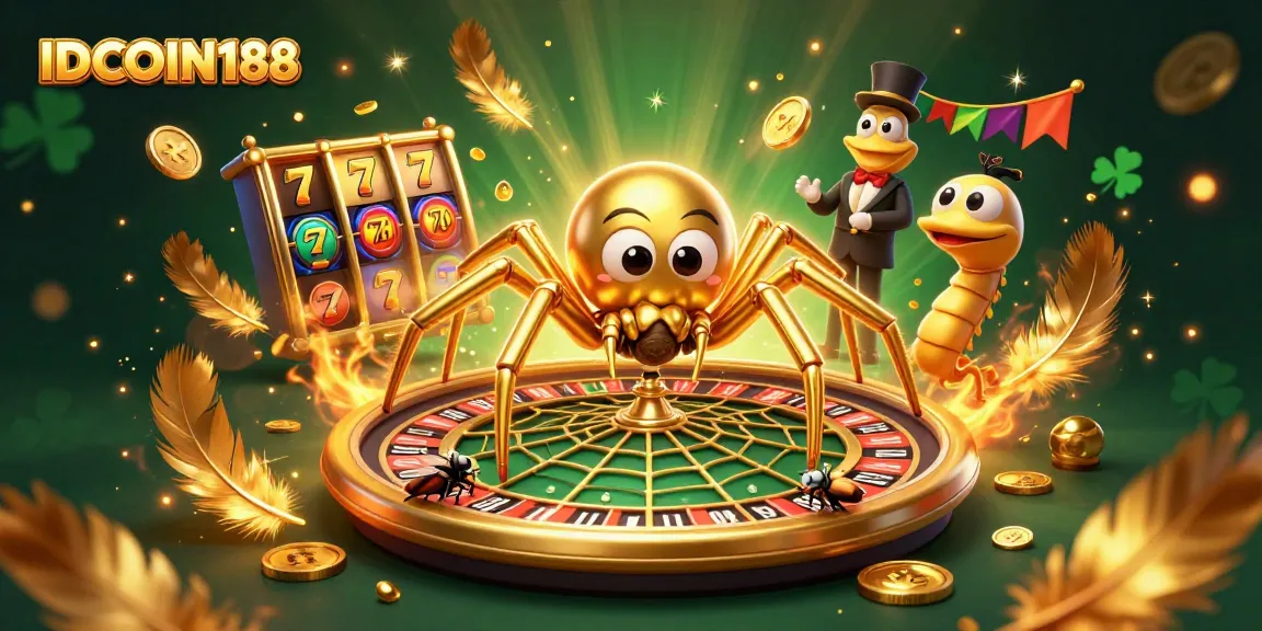 Experience thrilling gaming with IDCOIN188's vibrant spinning roulette wheel and engaging slot games.