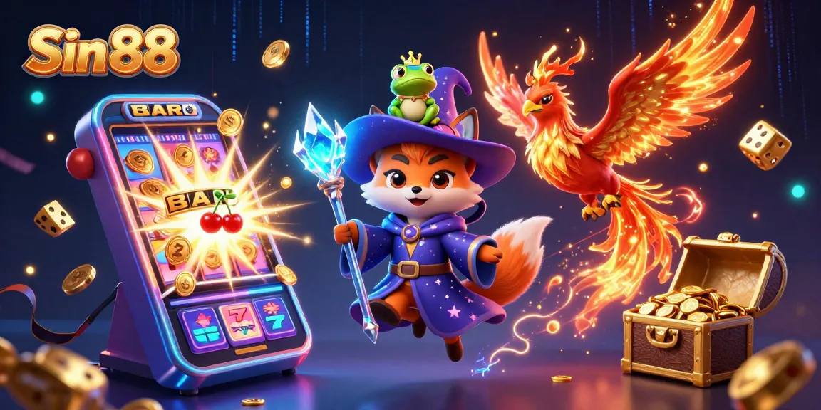 Experience thrilling wins at Sin 88 with vibrant slot bursts and magical characters bringing luck.