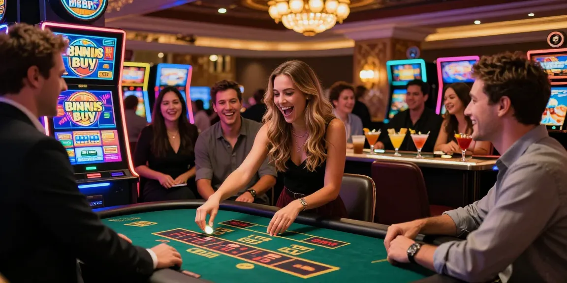 Exciting non GamStop casino scene at https://oadbyremembers.org.uk with diverse players enjoying Bonus Buy slots and live dealer games.