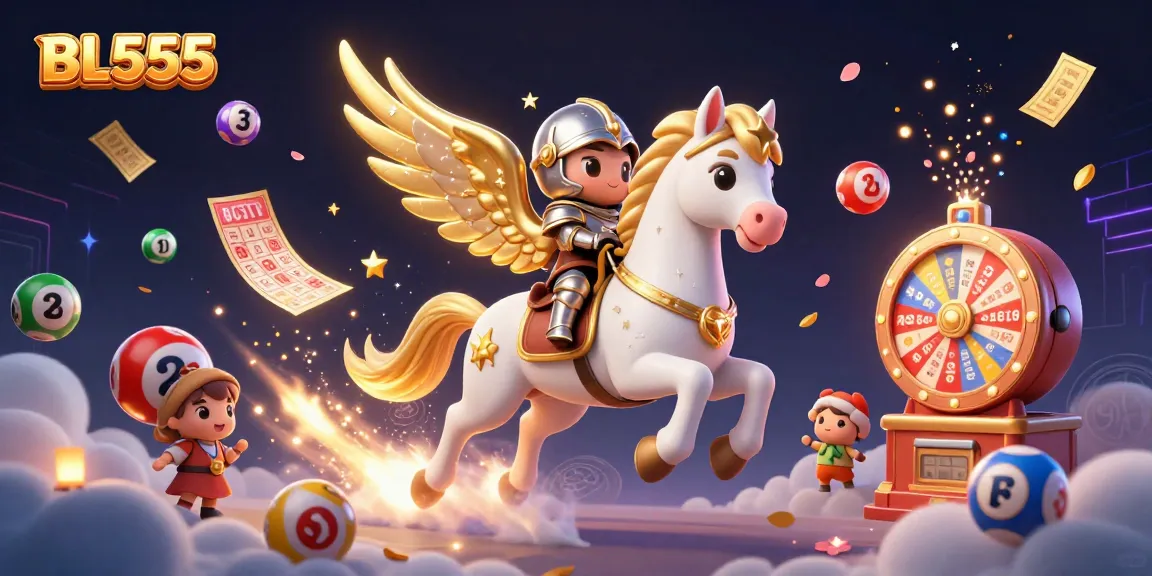 Experience an exciting adventure at BL555 with a celestial knight amidst vibrant gambling elements.