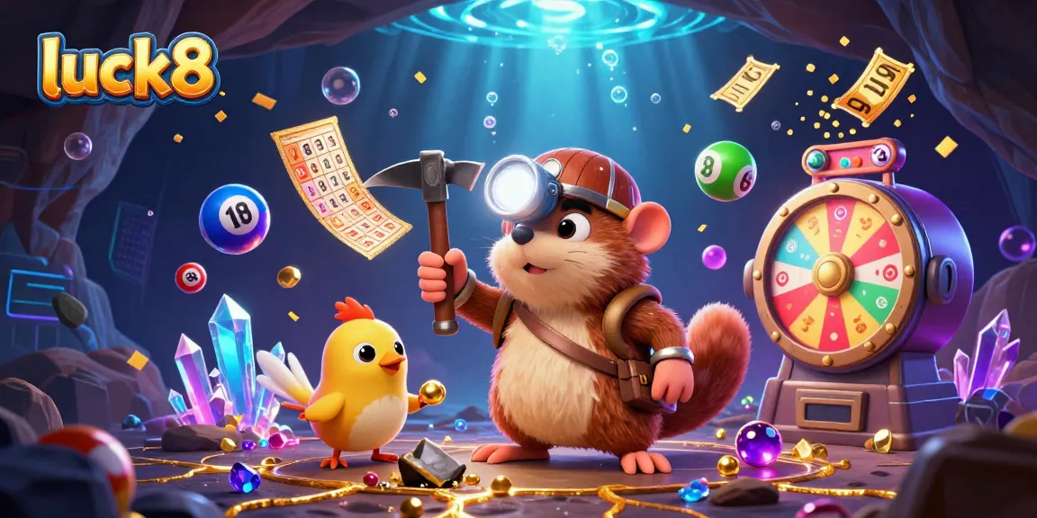 Experience the excitement of luck8 with vibrant lottery elements and a treasure hunter theme.